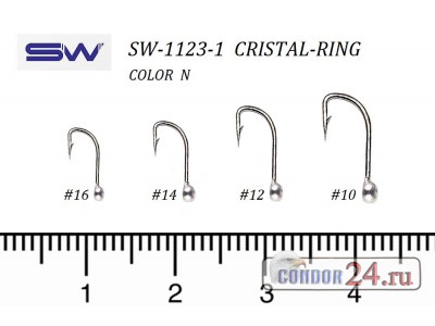 Крючки с напайкой SUNG WOON CRISTAL-RING SW-1123-1, цвет белый никель, уп.50 шт.